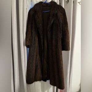 Long Brown real Fur Coat